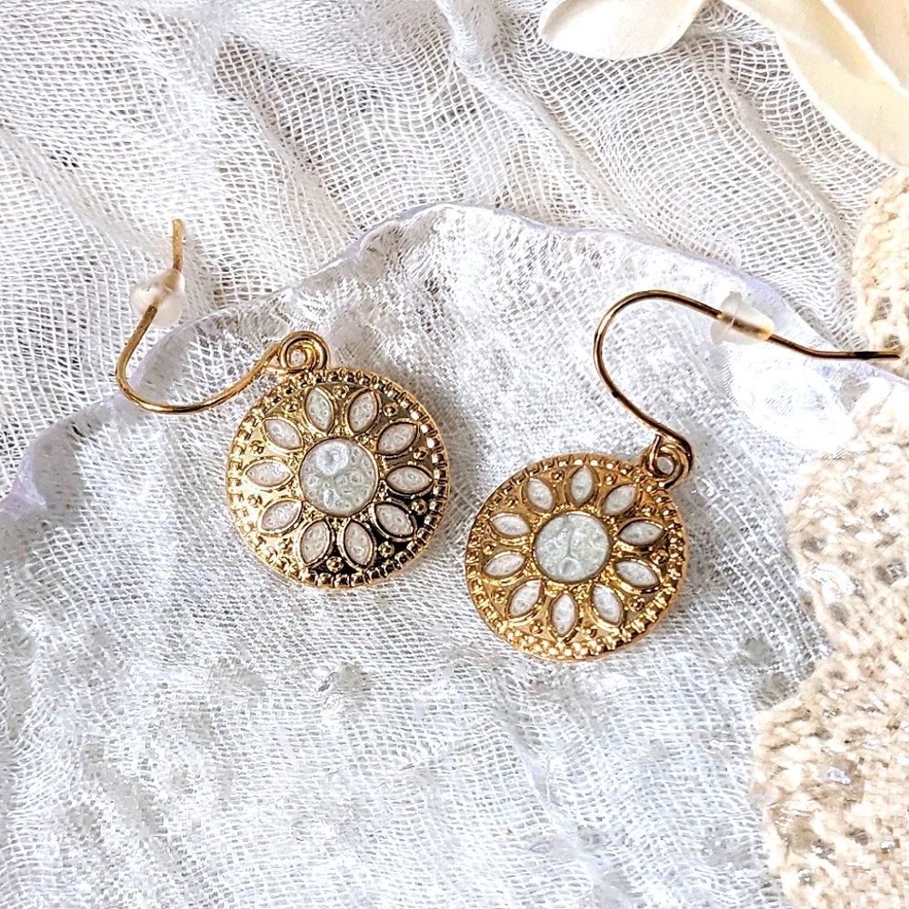 DCLF Petite Goldtone Faux Stone Medallion Dangle Earrings